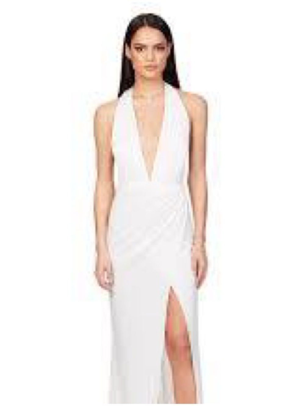NWT Nookie Elegant White Plunging Halter Evening Dress